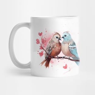 Valentine Kissing Quail Bird Couple Mug